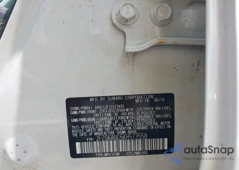 2019 Subaru Forester Limited from USA, damaged, VIN JF2SKAUC5KH573558